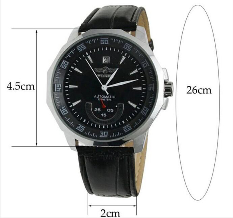 Relogio Masculino Winner vadonatúj férfi automata mechanikus órák bőr szíjas karóra divat sport férfi luxus karórák