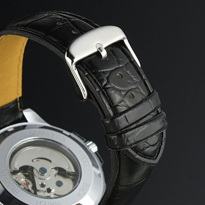 Relogio Masculino Winner vadonatúj férfi automata mechanikus órák bőr szíjas karóra divat sport férfi luxus karórák