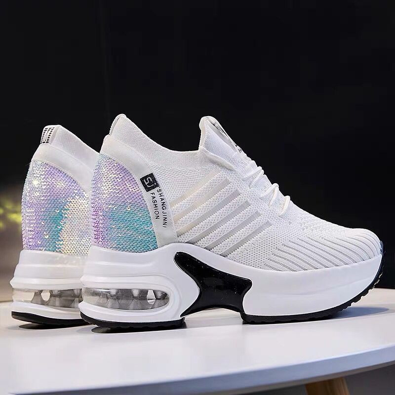 Moodsad litrid naiste kingad kontsad 9 cm kootud kingad platvorm naiste valged tossud naistele uued naiste tennised tossud