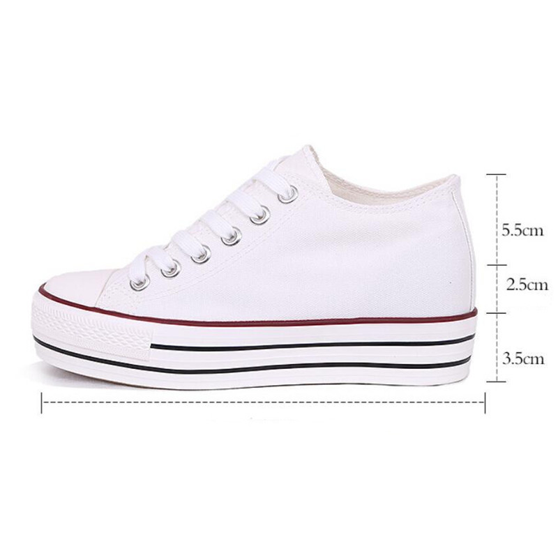 6 cm aukštakulniai, balti sportbačiai, moteriški pleištiniai moteriški drobiniai batai, skirti sportbačiai su platforma Įveikiami moteriški laisvalaikio batai, moteriški