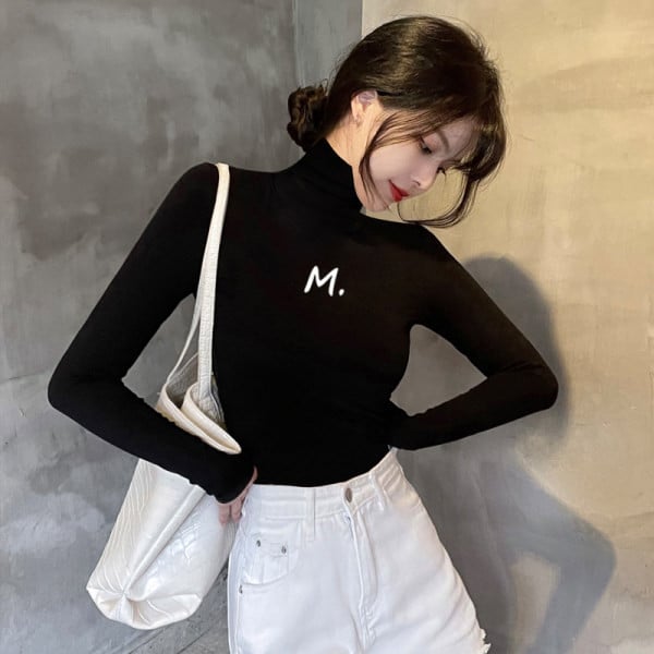 Ежедневна дамска блуза с поло яка и надпис