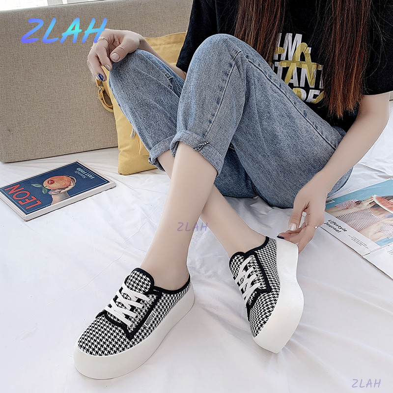 Vasaros naujo stiliaus šlepetės Madingi batai be kulno Drobiniai batai Moteriški sportbačiai Madingi sportbačiai be nugaros