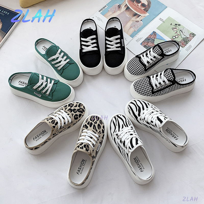 Vasaros naujo stiliaus šlepetės Madingi batai be kulno Drobiniai batai Moteriški sportbačiai Madingi sportbačiai be nugaros