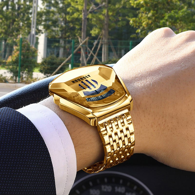 Zlatni ručni sat luksuzne marke 2022. za muškarce muški crni tehnološki vodootporni studentski lokomotiva trend muški ležerni kvarcni sat