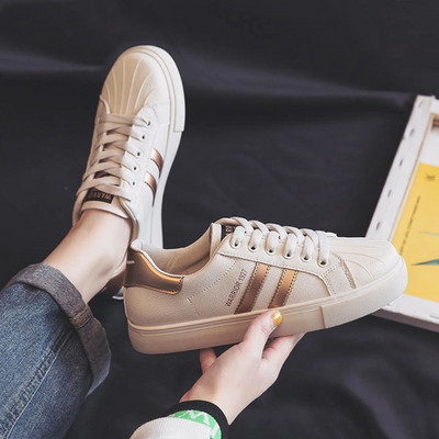 Új meleg női vulkanizált cipők őszi alkalmi klasszikus pu bőr cipők női alkalmi fehér cipők cipők női vaskos tornacipők