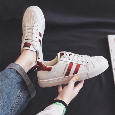 Új meleg női vulkanizált cipők őszi alkalmi klasszikus pu bőr cipők női alkalmi fehér cipők cipők női vaskos tornacipők