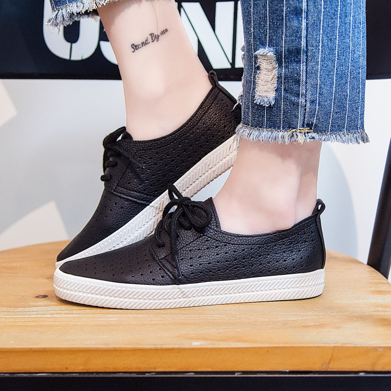 Moteriški vulkanizuoti batai, iškirpti iš poliuretano odos Oksfordo plokščiapadžiai batai, moteriški kvėpuojantys sportbačiai, baleto bateliai