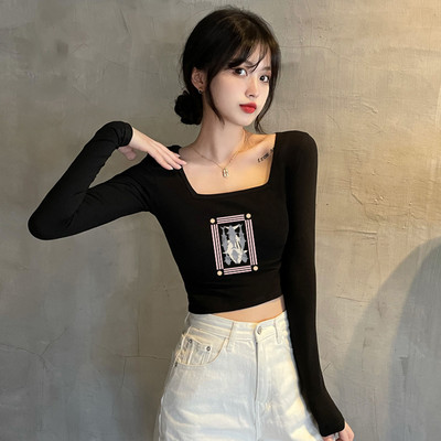 Naujo modelio moteriška palaidinė ilgomis rankovėmis - baltos ir juodos spalvos