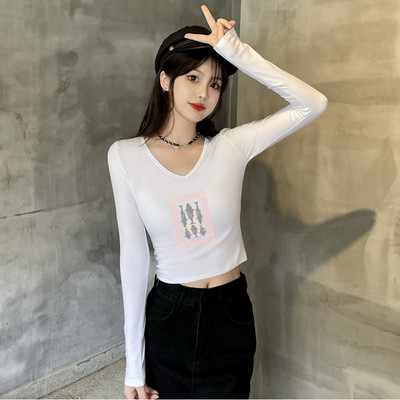 Naujo modelio moteriška palaidinė ilgomis rankovėmis - baltos ir juodos spalvos