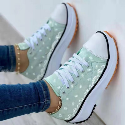 Uued naiste mustriga lõuenditossud naiste vabaajajalatsid Naiste tossud jalatsid Lameda nööriga Zapatillad Mujer Chaussure Femme