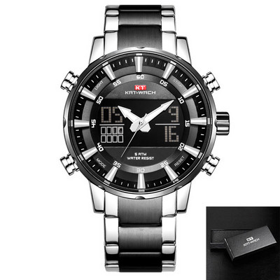 Auksinis vyriškas karinis sportinis rankinis laikrodis skirtas kvarciniam nerūdijančio plieno 50M vandeniui atsparus plaukimo vyriškas laikrodis Relogio Masculino 2022