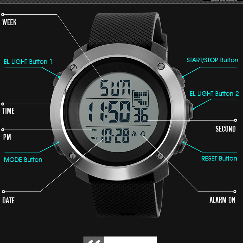 SKMEI meeste spordikellad Double Time digitaalsed käekellad 50M veekindel LED-ekraan meeste käekell reloj hombre 2018