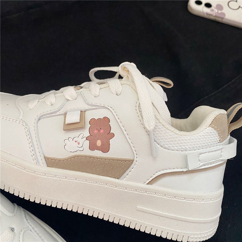 Αθλητικά παπούτσια Γυναικεία Πλατφόρμα 2021 Λευκό Ιαπωνία Kawaii Bear Αθλητικά παπούτσια Flat trainers Casual Κορεάτικο τρέξιμο Άνοιξη Φθινοπωρινή μόδα