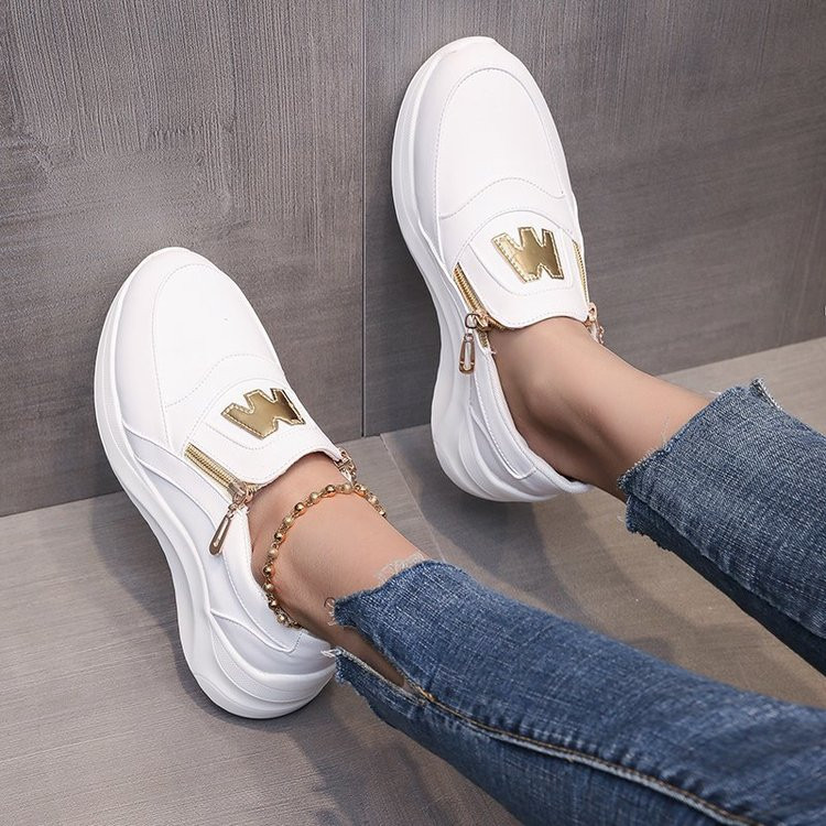 2022 Γυναικεία φλατ παπούτσια Πλατφόρμα Γυναικεία Κομψά γνήσια PU Γυναικεία παπούτσια Γυναικεία ανοιξιάτικα ίσια παπούτσια με φερμουάρ Γυναικεία αντιολισθητικά παπούτσια