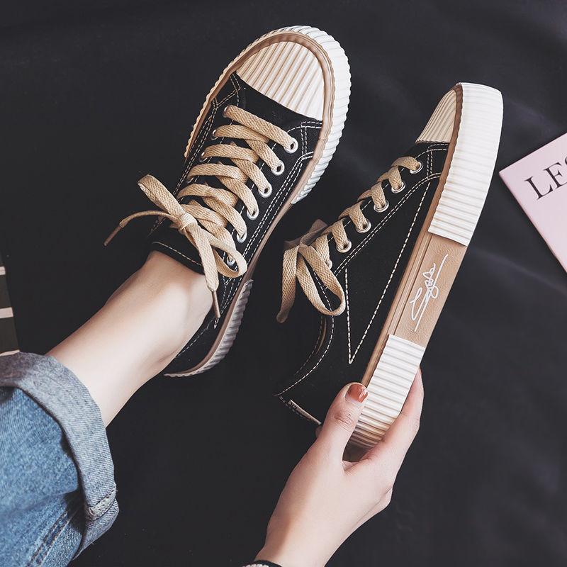 Mélyen dekoltált vászoncipő nőknek, 2021. ősz, új divat, vulkanizált cipők női lapos, alkalmi tornacipők, fűzős kis fehér cipők