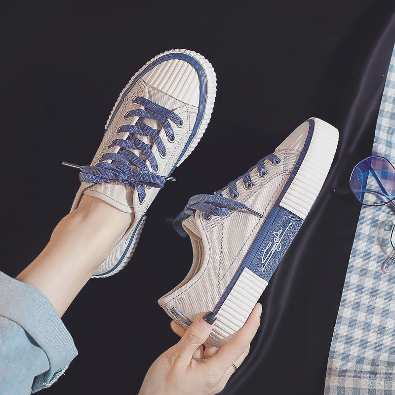 Mélyen dekoltált vászoncipő nőknek, 2021. ősz, új divat, vulkanizált cipők női lapos, alkalmi tornacipők, fűzős kis fehér cipők