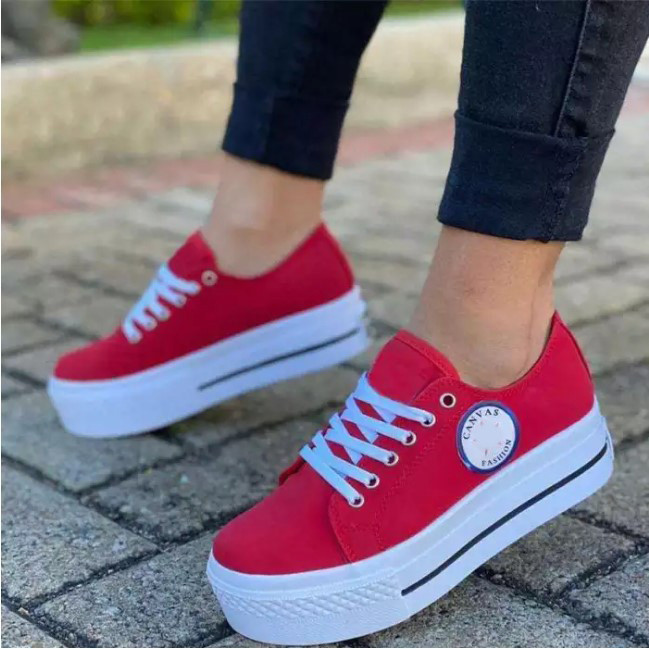 Γυναικεία παπούτσια με κορδόνια Casual καμβά παπούτσια Γυναικεία παπούτσια πλατφόρμα Παπούτσια casual παπούτσια Αθλητικά παπούτσια Zapatillas Mujer Chaussure Femme