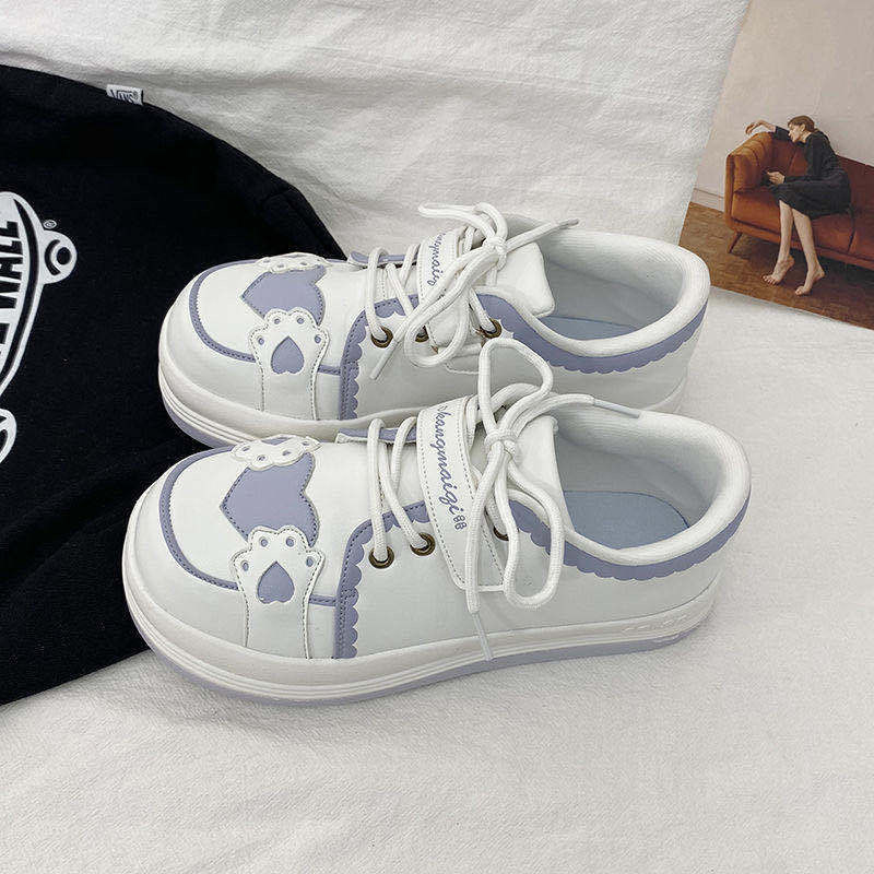 2021. aasta sügis, uus Kawaii Lolita Jaapani tüdruk Jk naiste platvorm Väikesed valged kingad Naisüliõpilane Armas kassikäpp Tennis Sport Sheos