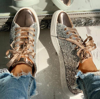 Moteriški Vulcanize Batai Sportbačiai Bling Batai Girl Glitter Kasdieniai moteriški kvėpuojantys suvarstomi lauko sportiniai batai Zapatos De Mujer