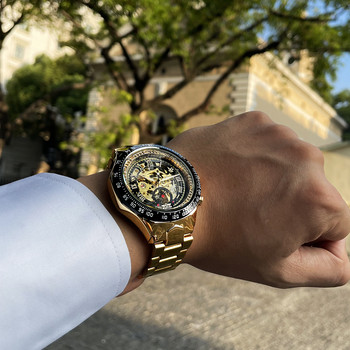 Winner Mechanical Sport Design Bezel Golden Watch Ανδρικά ρολόγια Κορυφαία μάρκα Luxury Montre Homme Clock Ανδρικό αυτόματο ρολόι σκελετού