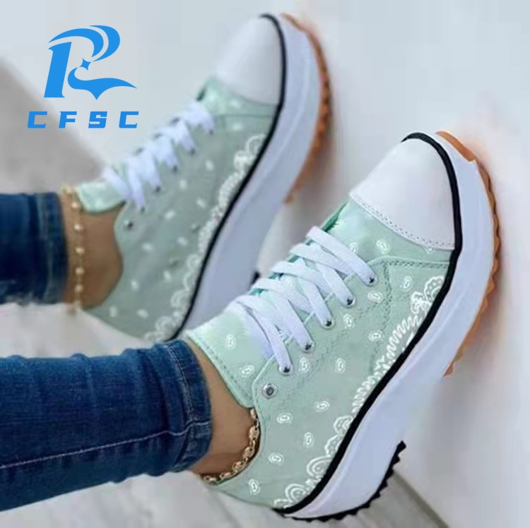 Γυναικεία casual αθλητικά παπούτσια 2022 Νέο γυναικείο μοτίβο καμβάς Αθλητικά ελαφριά παπούτσια Επίπεδα κορδόνια για ενήλικες Zapatillas Mujer Chaussure Femme