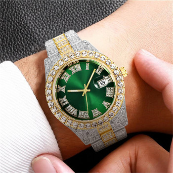 Мъжки часовници Relogio Masculino Луксозен кварцов часовник от неръждаема стомана Диамант Моден светещ часовник Подарък Часовник Календар 2021