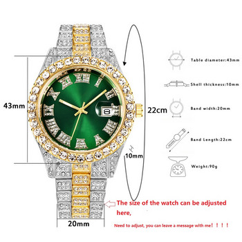 Ανδρικά ρολόγια Relogio Masculino Πολυτελές ρολόι χαλαζία από ανοξείδωτο ατσάλι Diamond Fashion Φωτεινό ρολόι δώρο Ημερολόγιο 2021