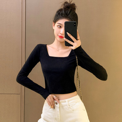 Naiste vabaaja pluus kandilise kaelusega