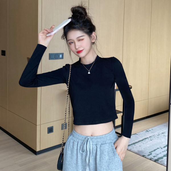 Bluza scurta de dama cu guler inalt