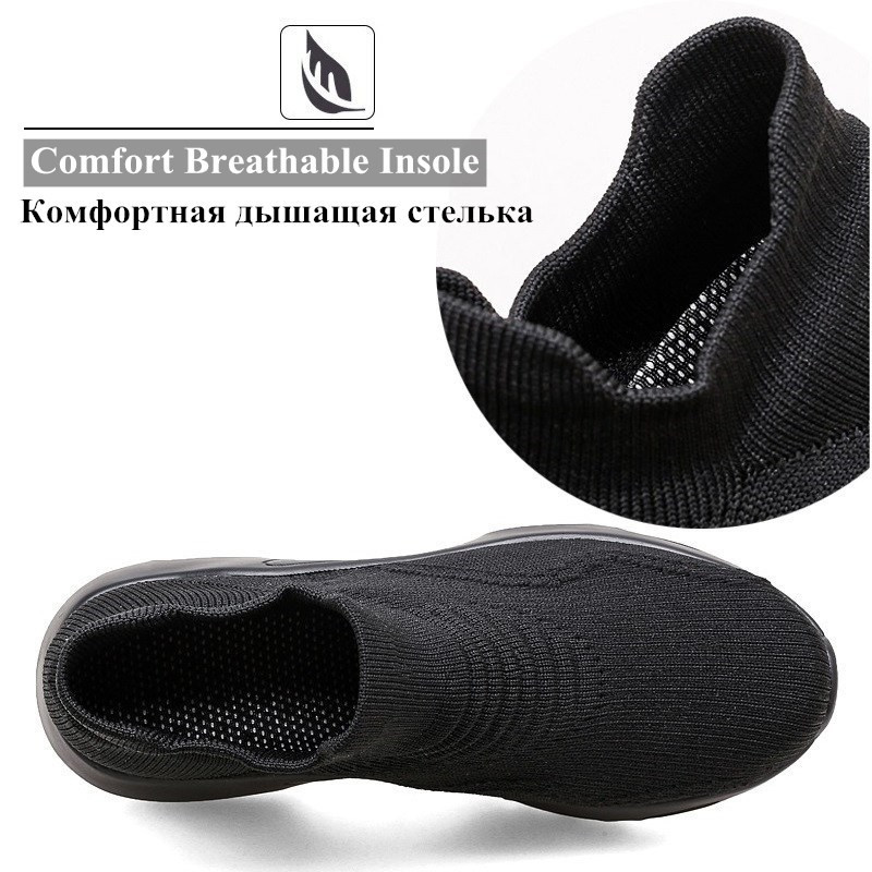 Șosete tricotate pentru femei, pantofi pentru femei, pantofi pentru femei, pantofi casual cu platformă elastică cu pană, pantofi cu slip On, pantofi groși, mărime mare 35-43