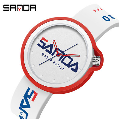 SANDA gaminys Mados prekės ženklo moteriškas laikrodis sportinis silikoninis kvarcinis vėsus vandeniui atsparus raudonas baltas juodas rankinis laikrodis laisvalaikis vyriškas laikrodis