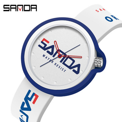 SANDA gaminys Mados prekės ženklo moteriškas laikrodis sportinis silikoninis kvarcinis vėsus vandeniui atsparus raudonas baltas juodas rankinis laikrodis laisvalaikis vyriškas laikrodis