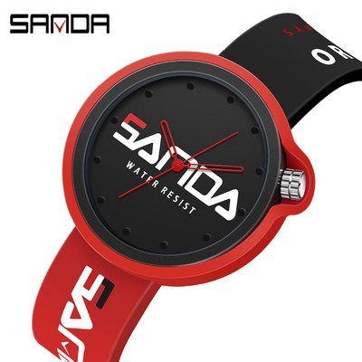 SANDA gaminys Mados prekės ženklo moteriškas laikrodis sportinis silikoninis kvarcinis vėsus vandeniui atsparus raudonas baltas juodas rankinis laikrodis laisvalaikis vyriškas laikrodis