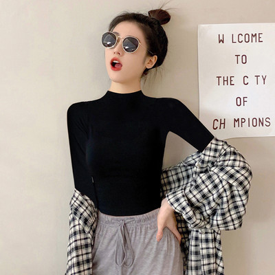 Puhta mudeliga naiste pikkade varrukatega pluus polo kraega