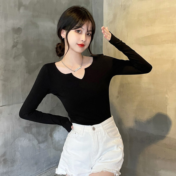 Naujo modelio moteriška prigludusi palaidinė ilgomis rankovėmis