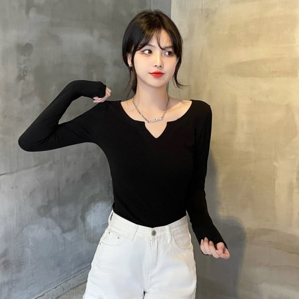 Naujo modelio moteriška prigludusi palaidinė ilgomis rankovėmis