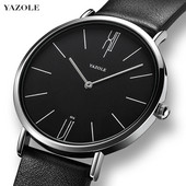 YAZOLE Hot Sale férfi karóra Egyszerű ultravékony férfi karóra bőr szíjas vízálló divatos kvarc óra férfiaknak Reloj Hombre