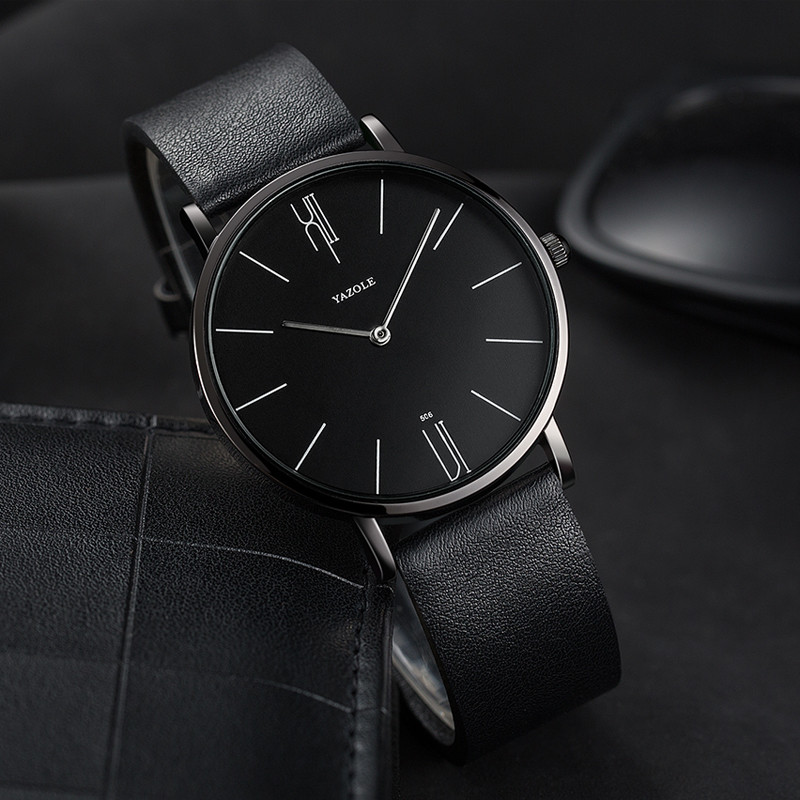YAZOLE Hot Sale férfi karóra Egyszerű ultravékony férfi karóra bőr szíjas vízálló divatos kvarc óra férfiaknak Reloj Hombre