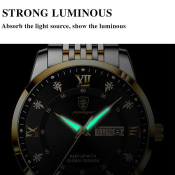 Мъжки часовник от неръждаема стомана с най-високо качество Луксозен бутон със скрита закопчалка Водоустойчива светеща дата Седмица Спортни ръчни часовници
