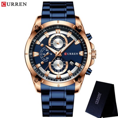 CURREN Sport meeste käekell veekindel kronograaf meeste kell Military Army Top brändi luksuslik kuldne roostevabast terasest meeste kell 8360