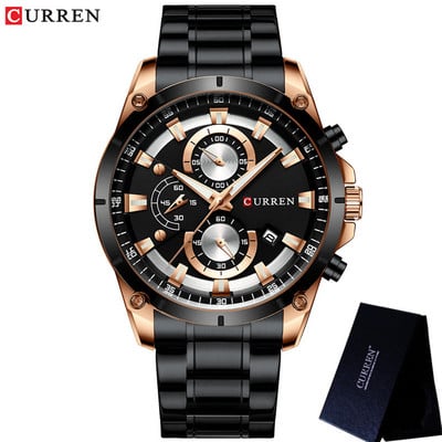 CURREN Sport meeste käekell veekindel kronograaf meeste kell Military Army Top brändi luksuslik kuldne roostevabast terasest meeste kell 8360