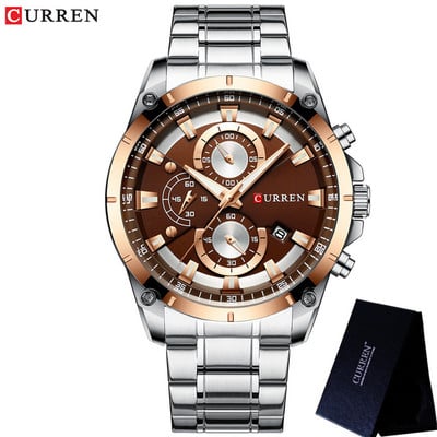 CURREN Sport meeste käekell veekindel kronograaf meeste kell Military Army Top brändi luksuslik kuldne roostevabast terasest meeste kell 8360