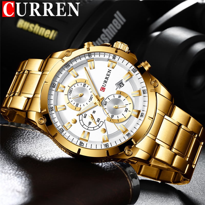 CURREN Sport meeste käekell veekindel kronograaf meeste kell Military Army Top brändi luksuslik kuldne roostevabast terasest meeste kell 8360