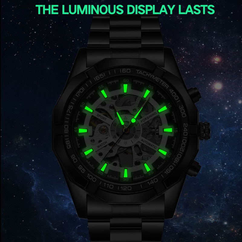 Forsining férfi óra Üreges üzleti automata mechanikus órák Vízálló Luminous Winner férfi karóra Relogio Masculino