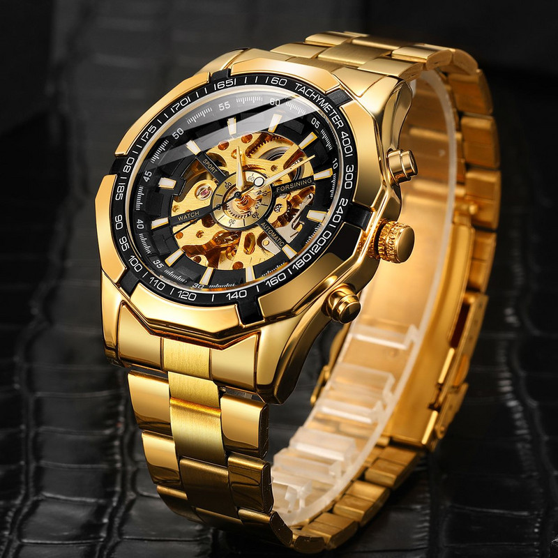 Forsining férfi óra Üreges üzleti automata mechanikus órák Vízálló Luminous Winner férfi karóra Relogio Masculino