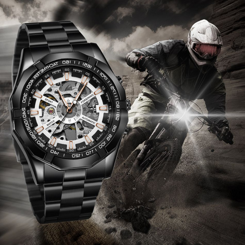 Forsining férfi óra Üreges üzleti automata mechanikus órák Vízálló Luminous Winner férfi karóra Relogio Masculino