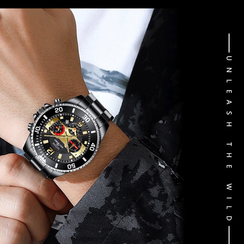 Mustkuldsed meeste kellad parima kaubamärgiga luksuslik kell meeste vabaaja roostevabast terasest meeste sportlik veekindel kvartsist käekell XFCS