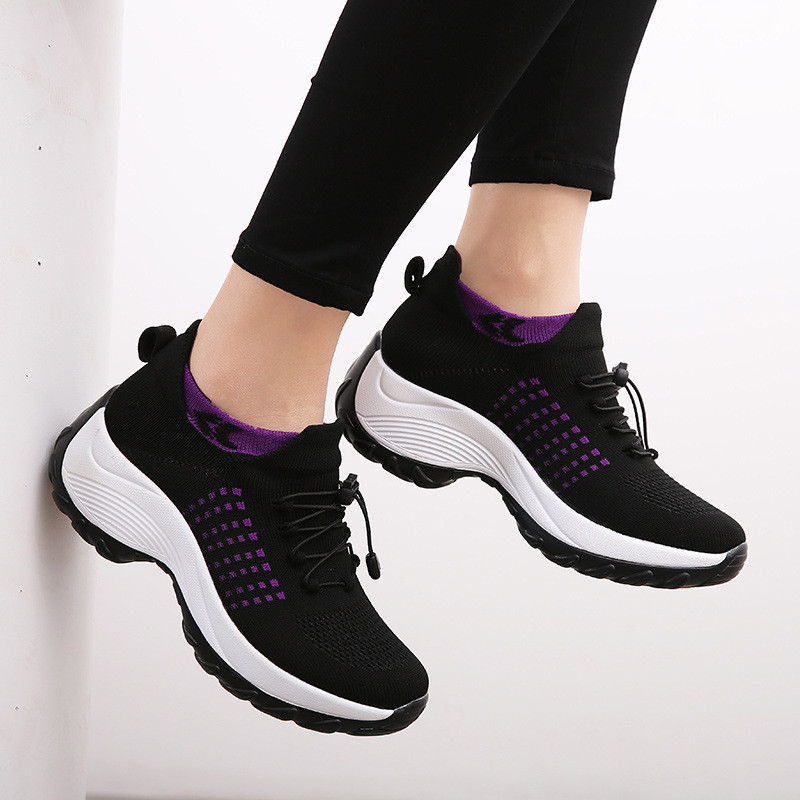 Adidași de damă, cu plasă, respirabil, șosete casual, pantofi de damă, cu bandă elastică, adidași comozi cu platformă