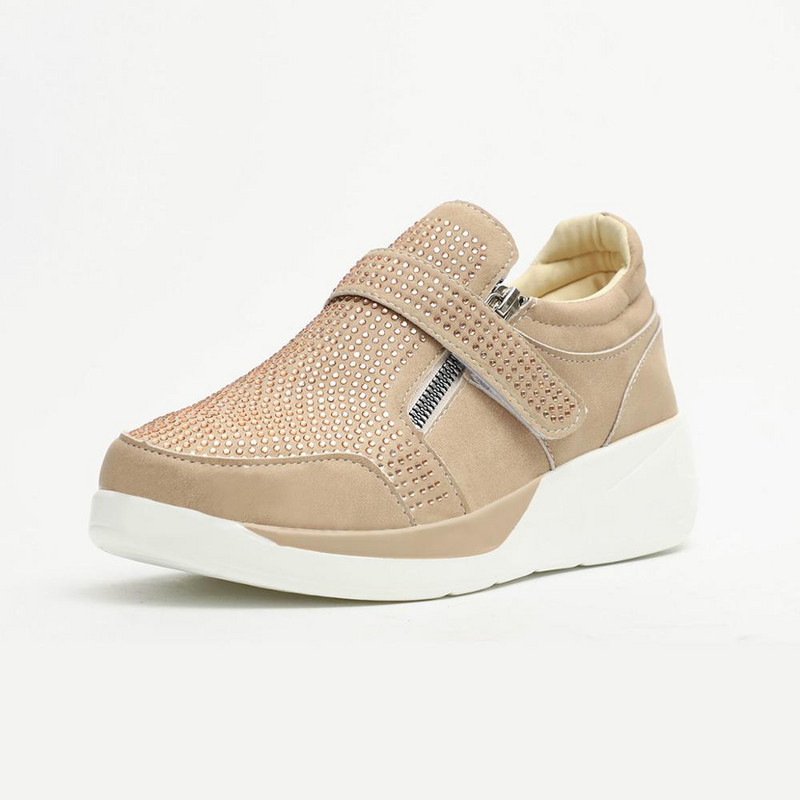 Naiste kevadised kristallist tossud naiste kiilu platvormiga konksuga, naiste lukuga vabaaja naiste vulkaniseeritud mugavus, naiste mood 35-43