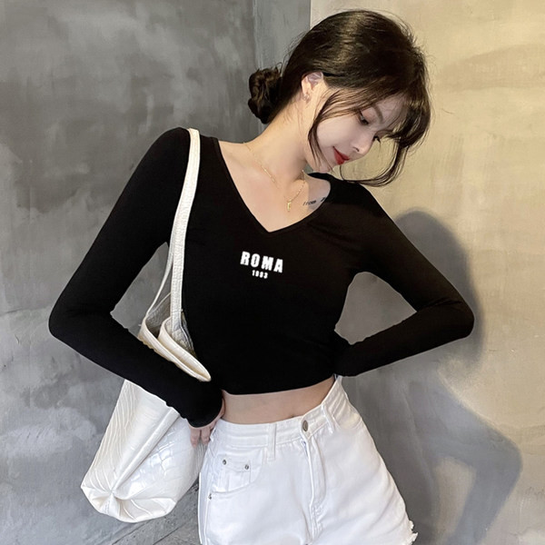 Naiste V-kaelusega lühike pikkade varrukatega pluus